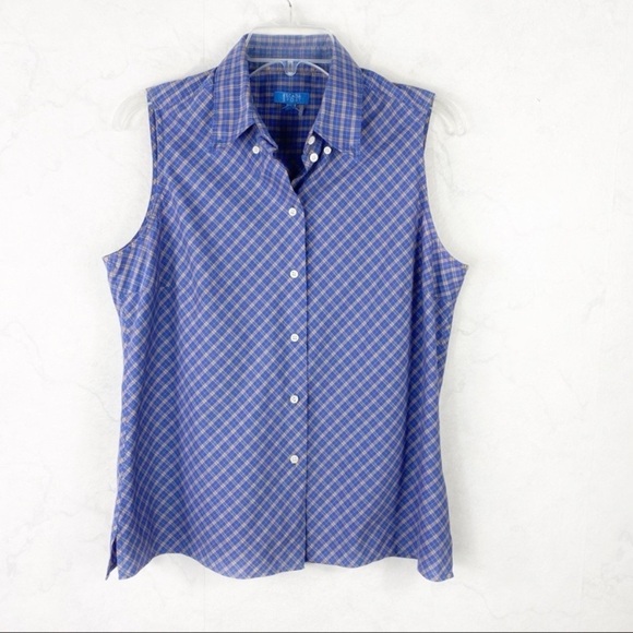 [Escada Sport] Purple Plaid Button Down Top - Picture 1 of 2